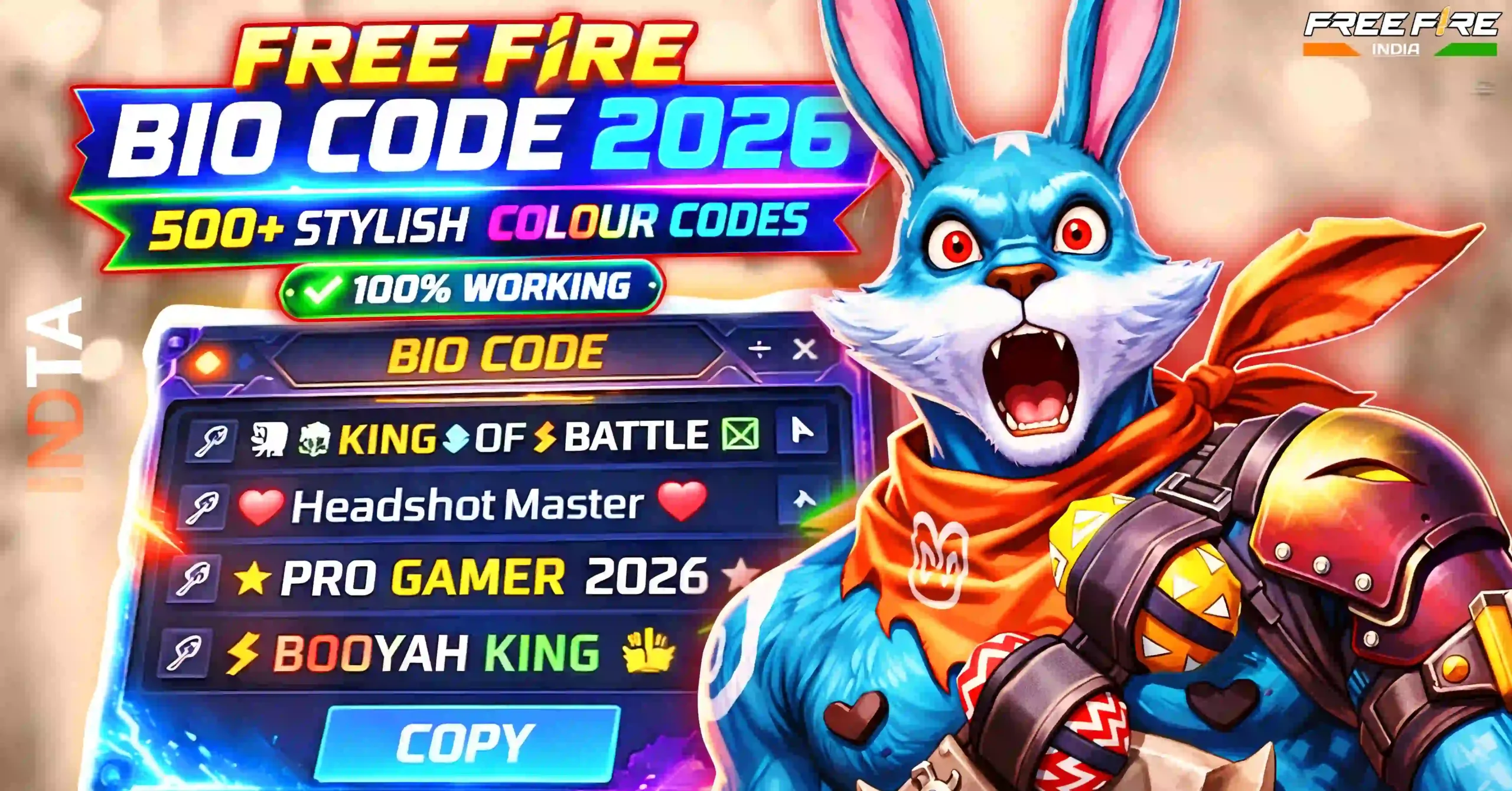 Free Fire Bio Code 2026