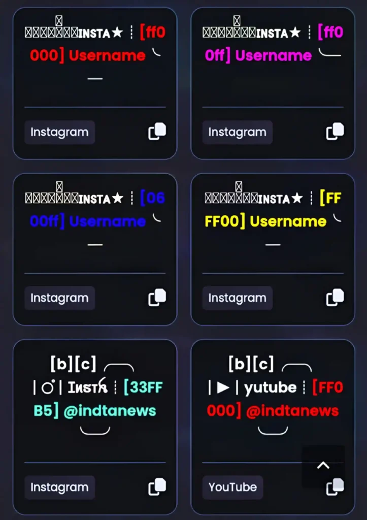 Trending Free Fire Instagram Style Bio Code 2026 2 Trending Free Fire Instagram Style Bio Code 2026