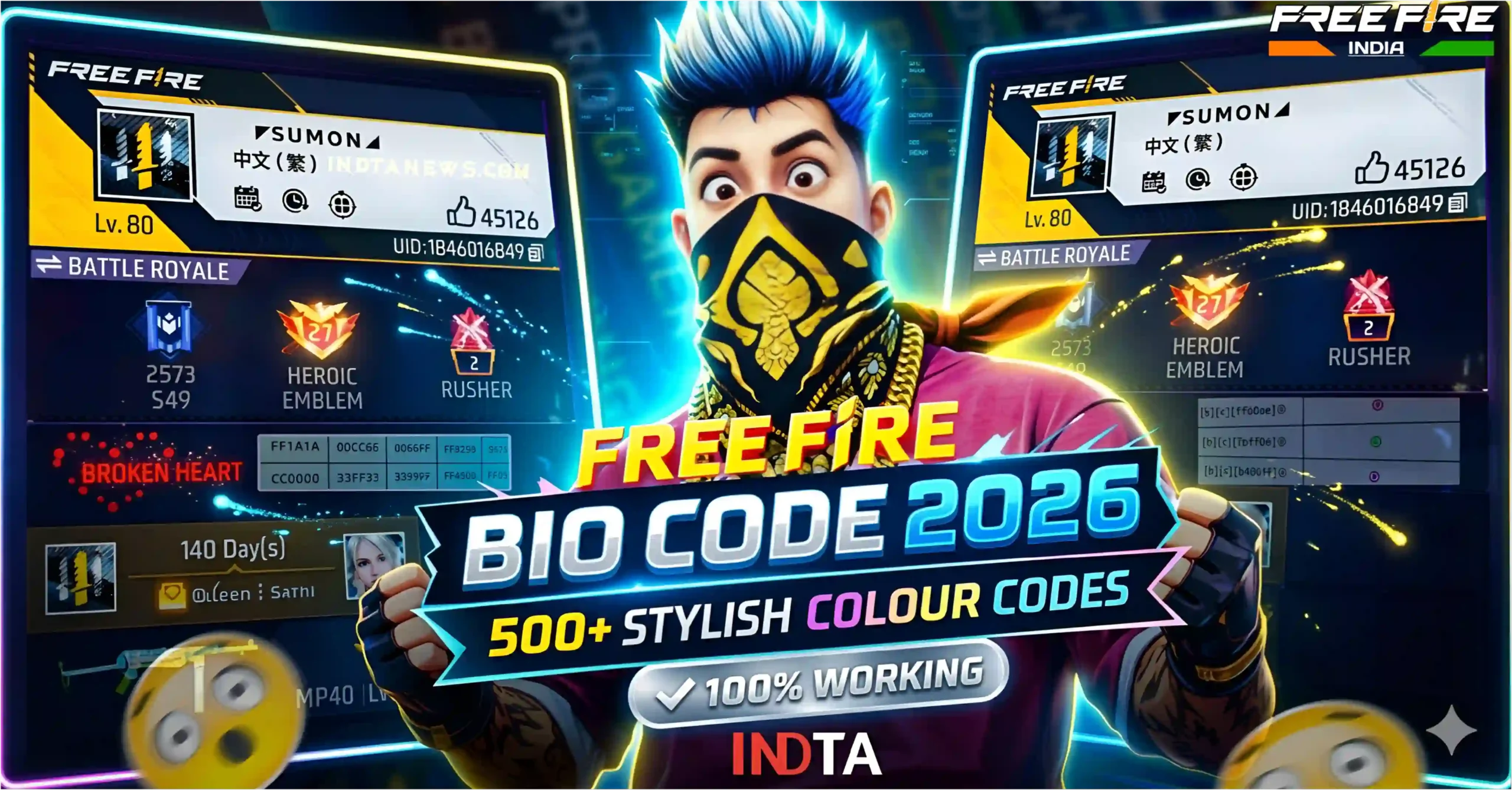 Free Fire Bio Colour Code
