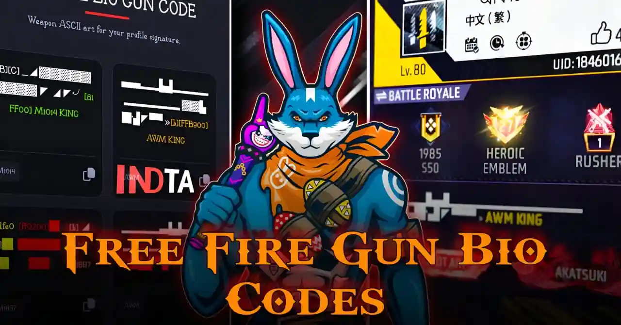 Free Fire Gun Bio Codes : M1887, UMP, MP40, AK Style FF Bios